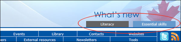 screen shot of top menu options